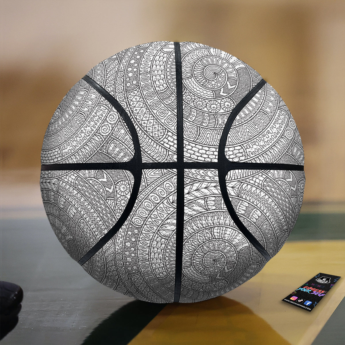 Floral Zentangle Print Pattern Basketball