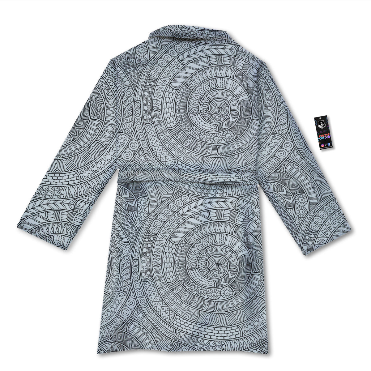 Floral Zentangle Print Pattern Bathrobe-grizzshop