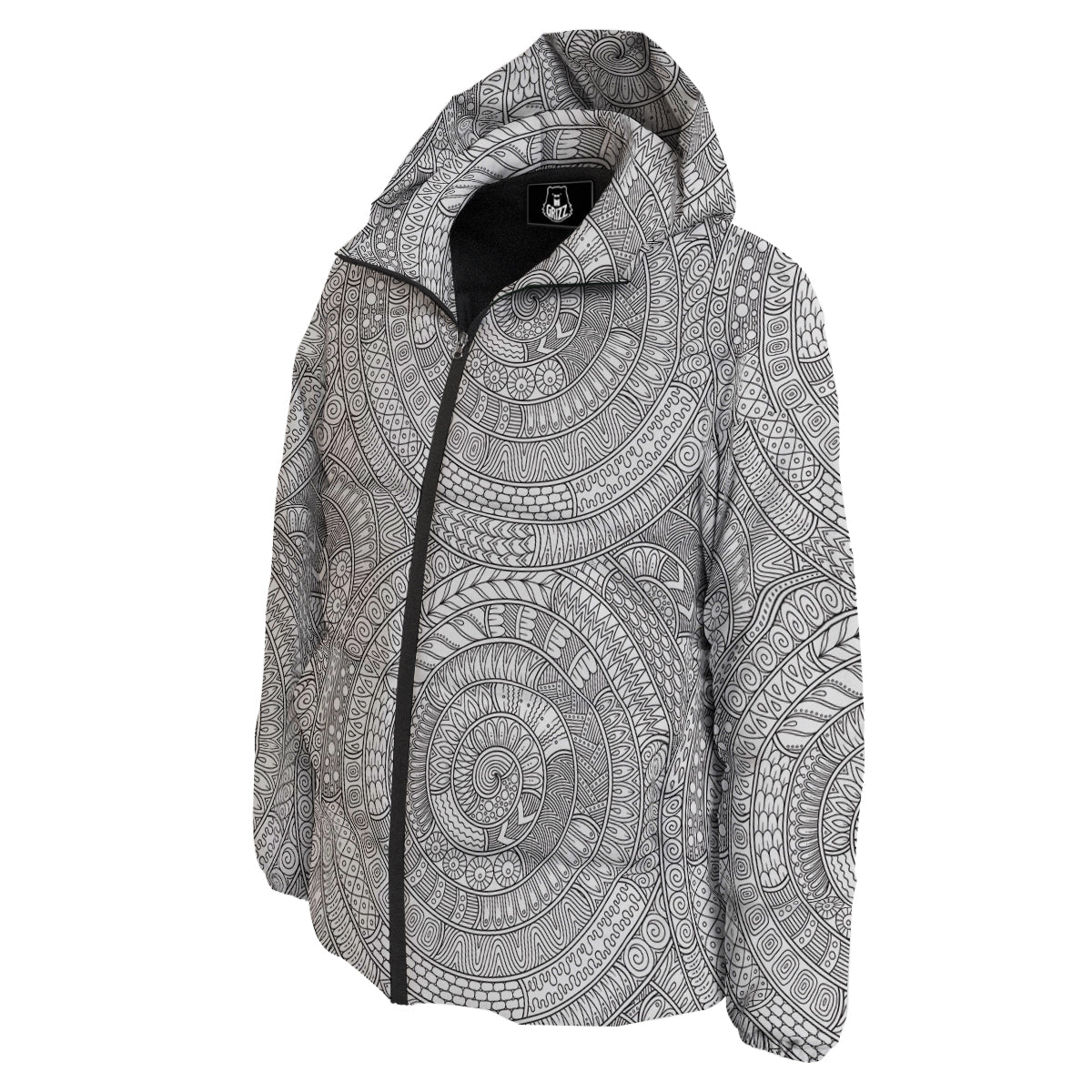 Floral Zentangle Print Pattern Down Jacket-grizzshop