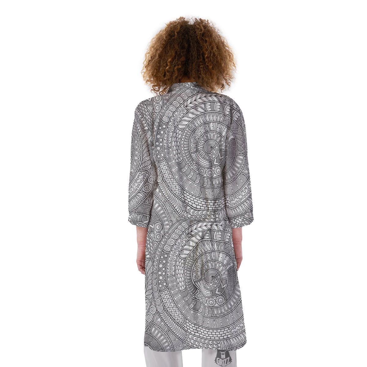 Floral Zentangle Print Pattern Kimono-grizzshop