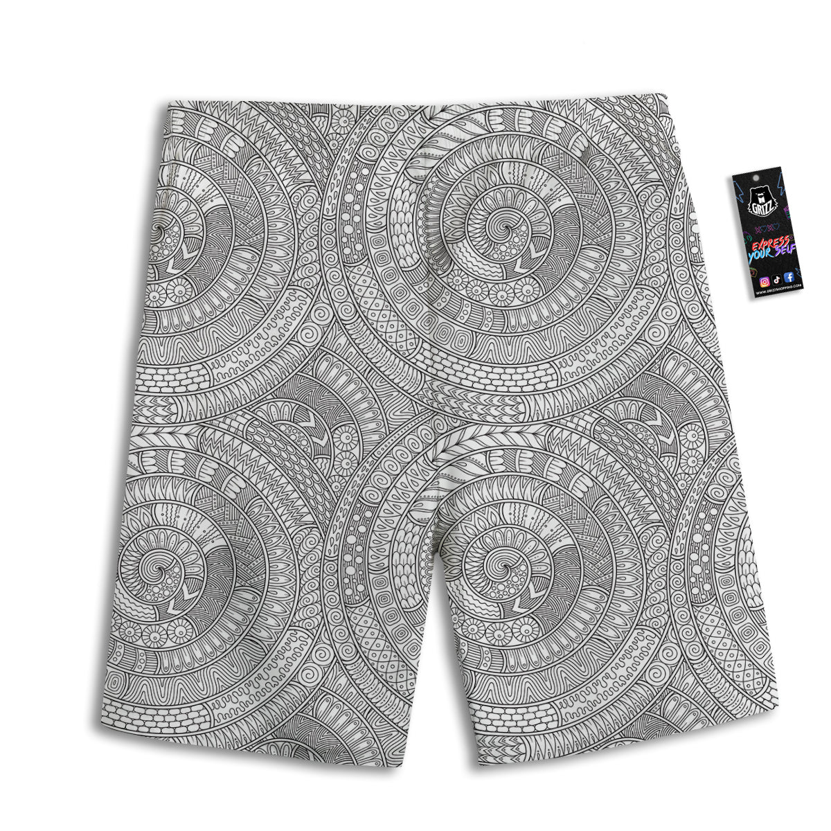Floral Zentangle Print Pattern Men's Athletic Shorts