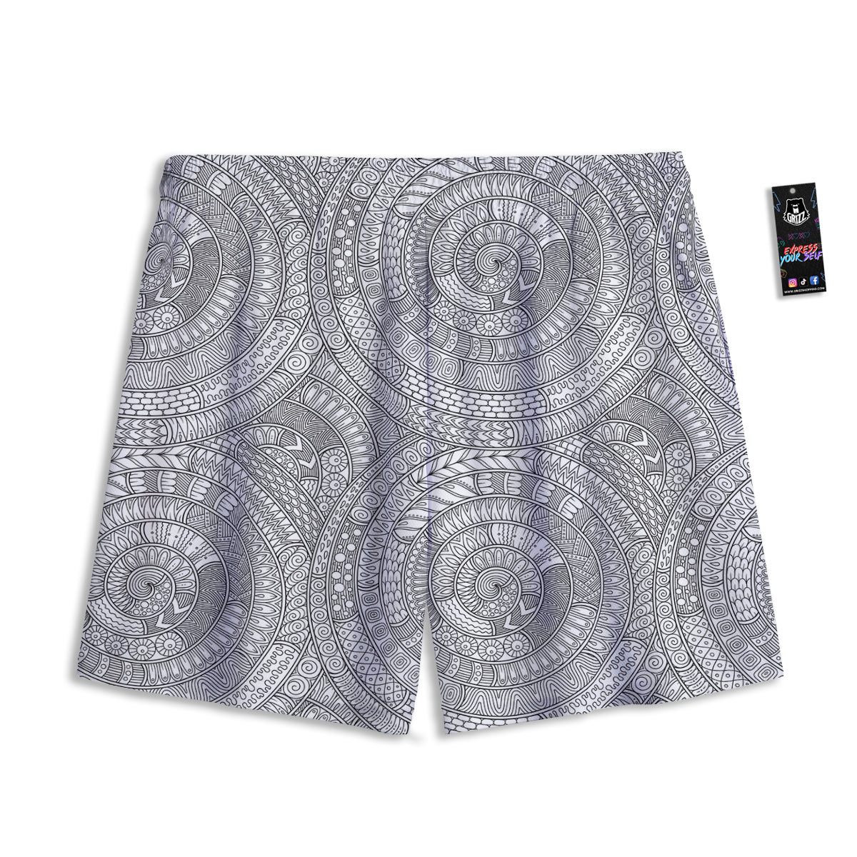 Floral Zentangle Print Pattern Mesh Shorts