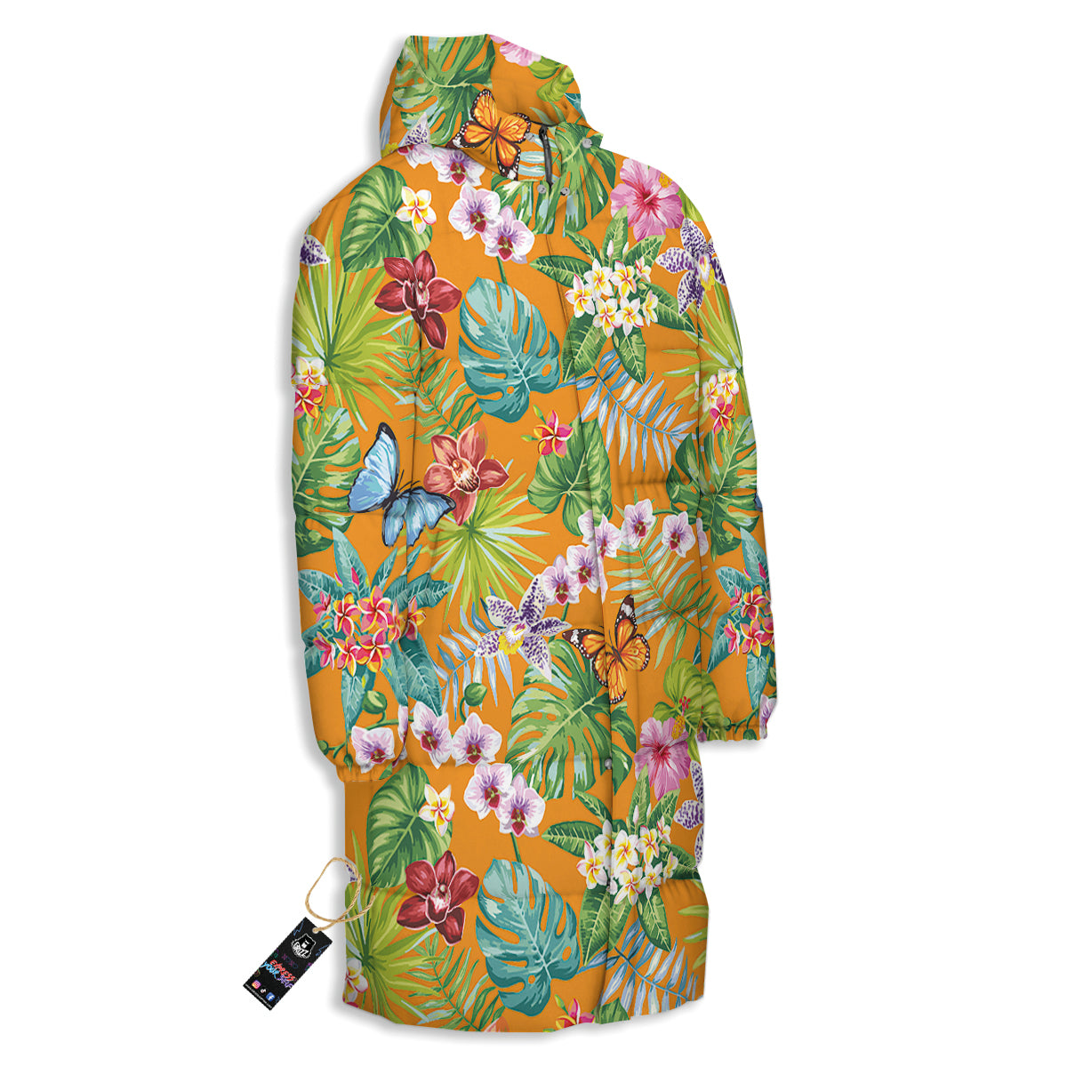 Floral Aloha Hawaii Print Pattern Long Down Jacket