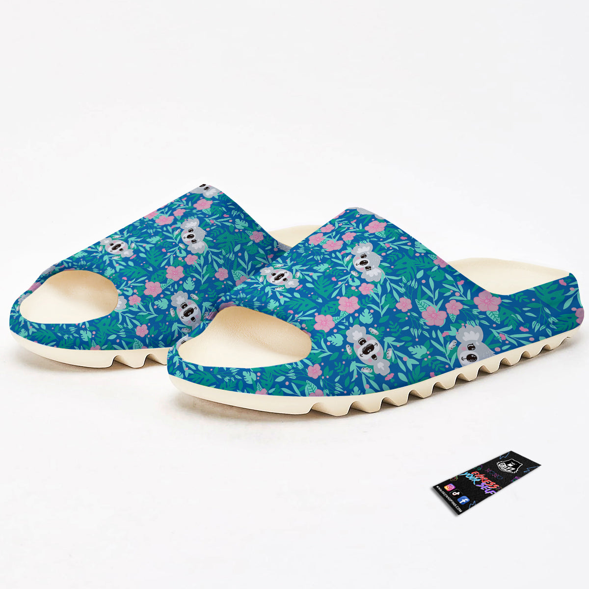 Floral And Baby Koala Print Pattern Sandals-grizzshop