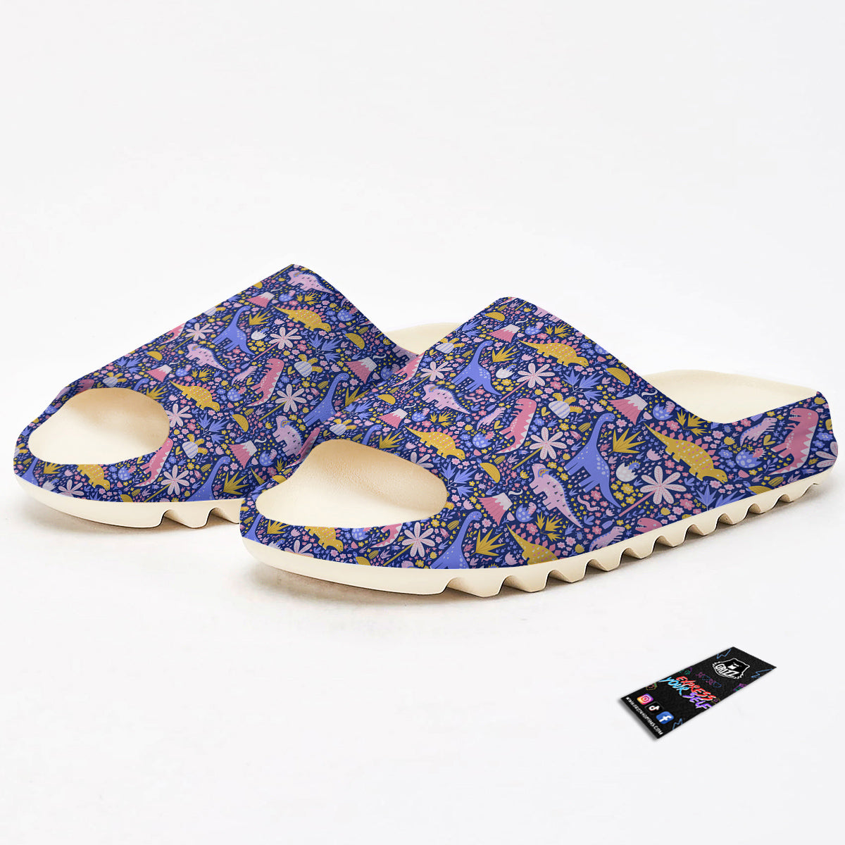 Floral And Cute Dinosaur Print Pattern Sandals-grizzshop