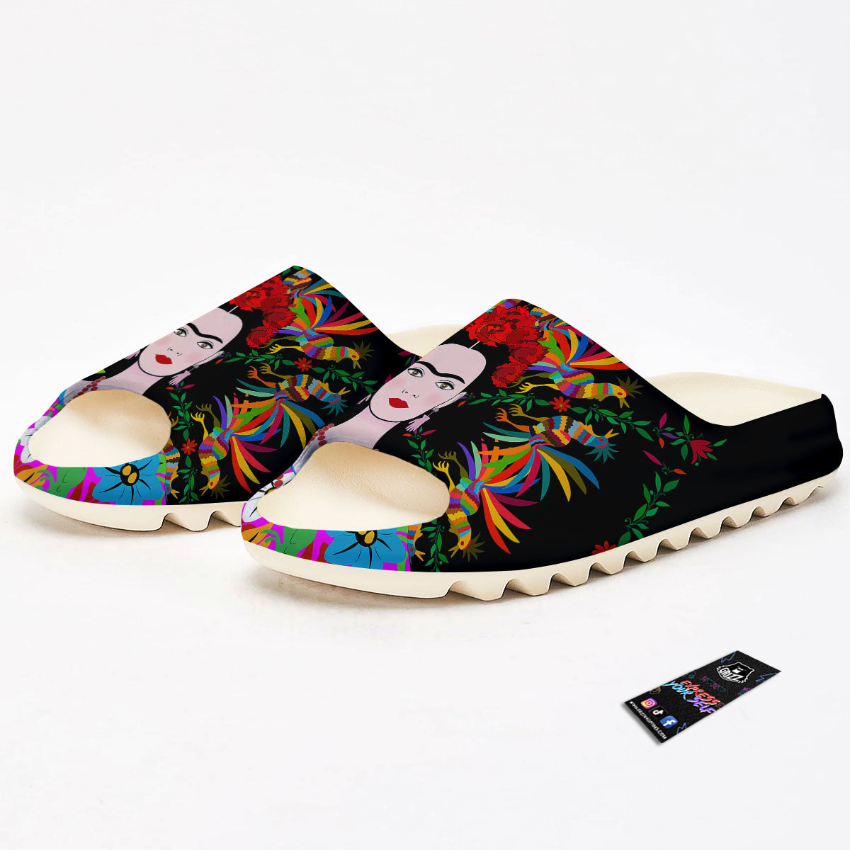 Floral And Frida Kahlo Print Sandals-grizzshop