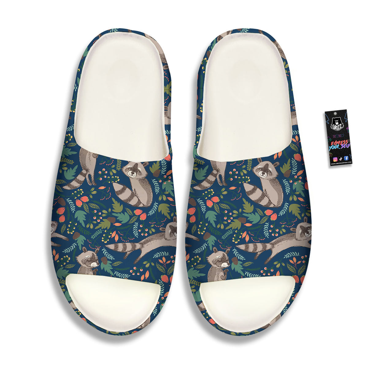 Floral And Raccoon Print Pattern Sandals-grizzshop