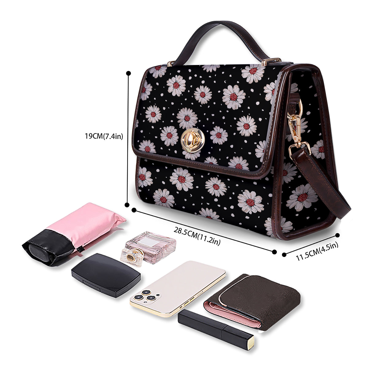 Floral Daisy Watercolor Print Pattern Women's Satchel Bag