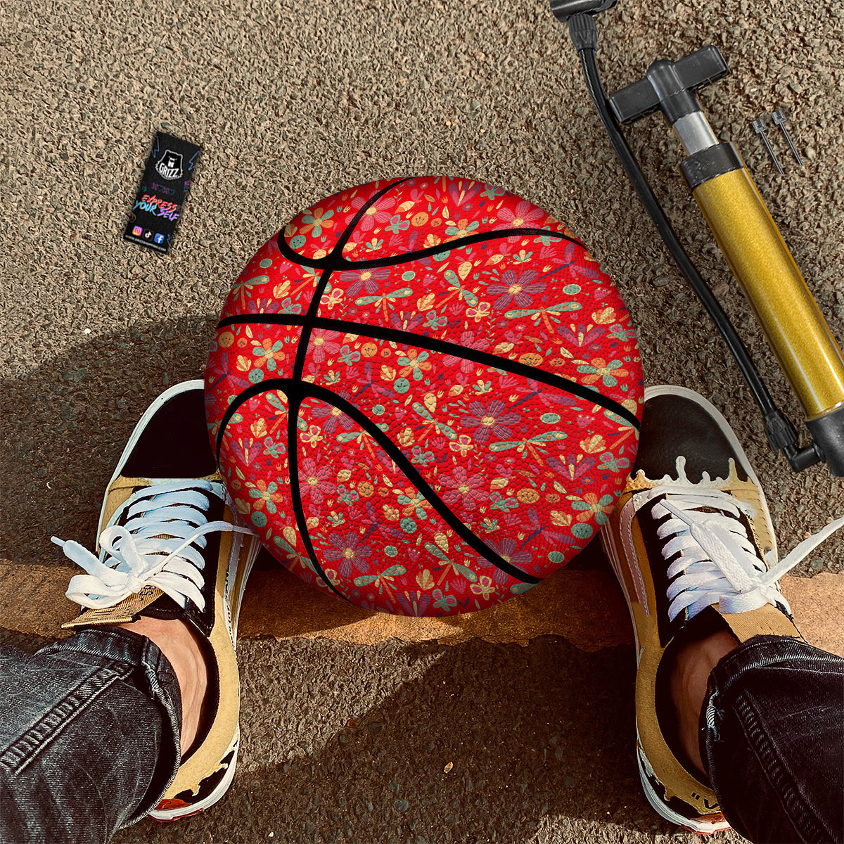 Floral Dragonfly Christmas Print Pattern Basketball