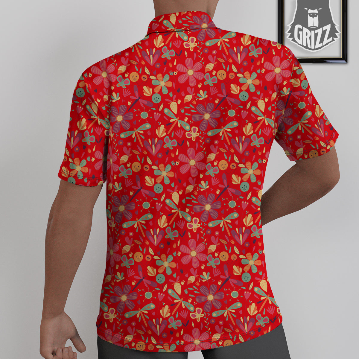 Floral Dragonfly Christmas Print Pattern Untucked Shirts-grizzshop