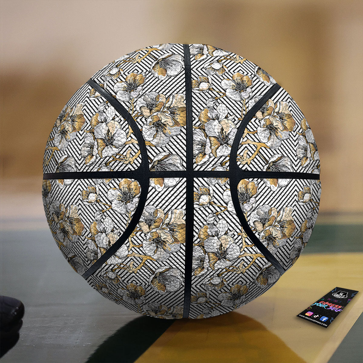 Flowers Hibiscus Plumeria Print Pattern Basketball
