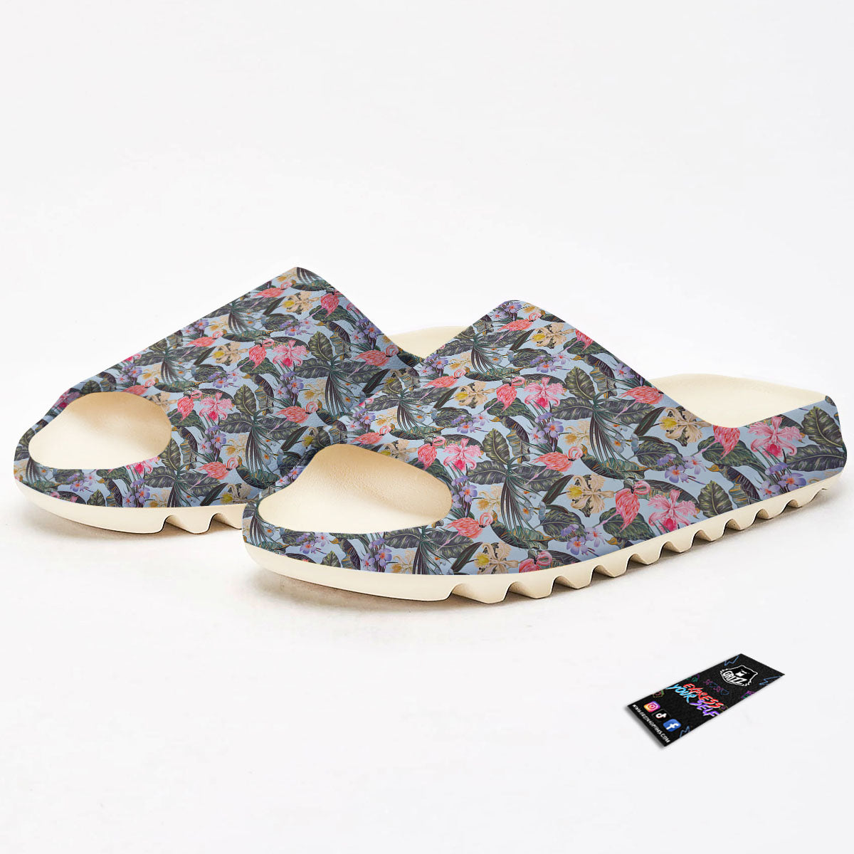 Floral Hawaiian And Flamingo Print Sandals-grizzshop