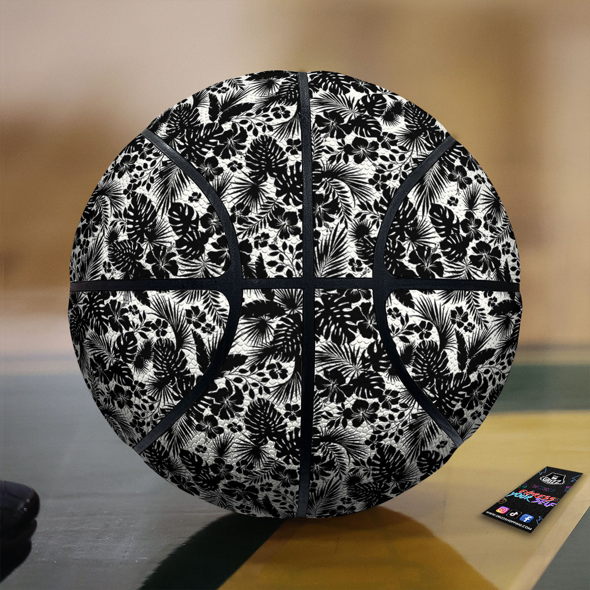Floral Hawaiian Monochrome Print Pattern Basketball