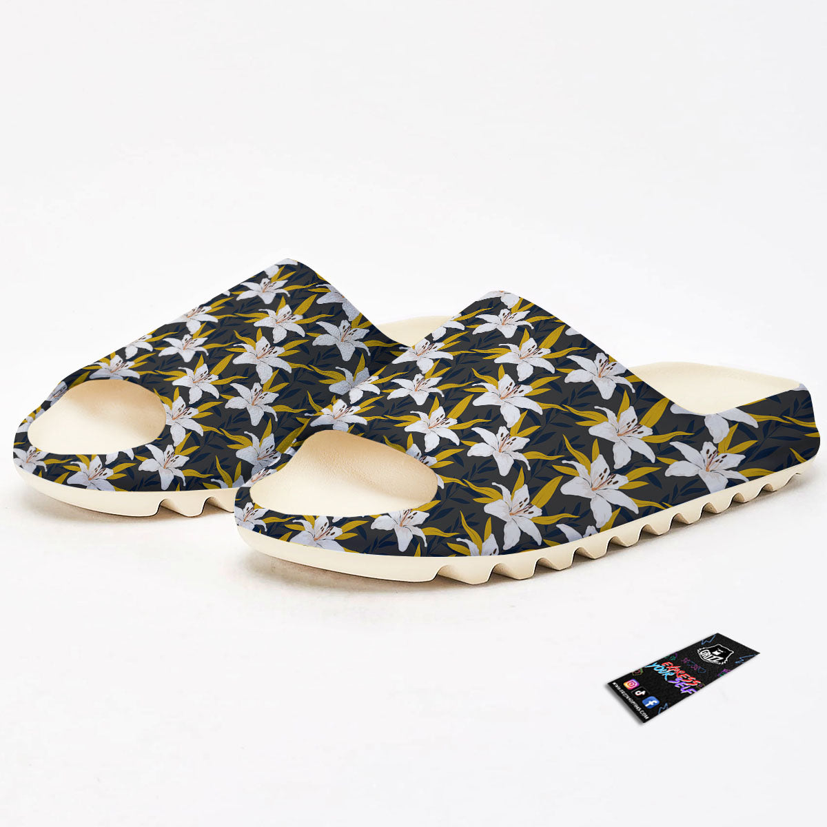 Floral Lily Print Pattern Sandals-grizzshop