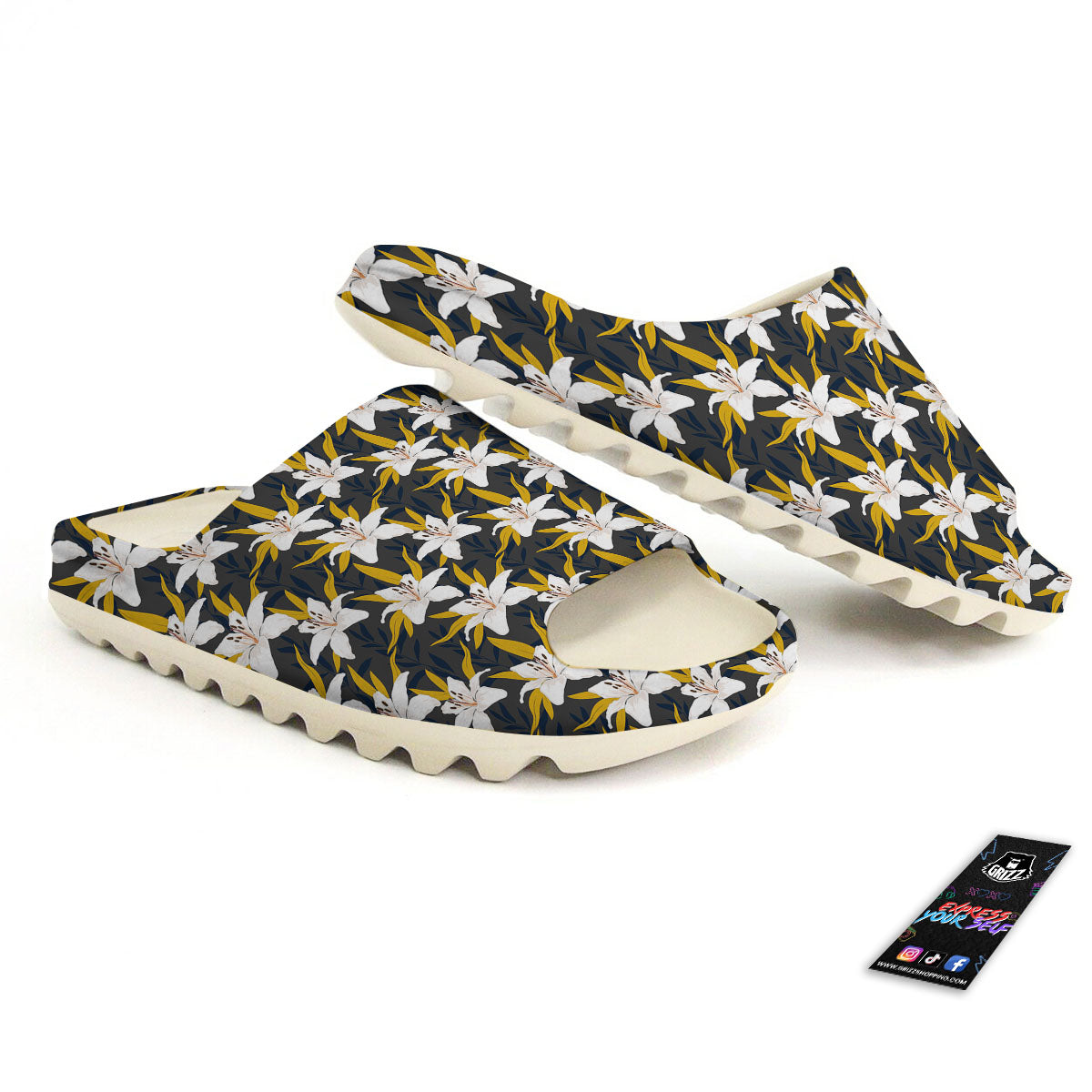 Floral Lily Print Pattern Sandals-grizzshop