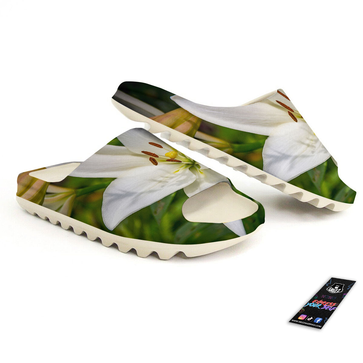 Floral Lily Print Sandals-grizzshop