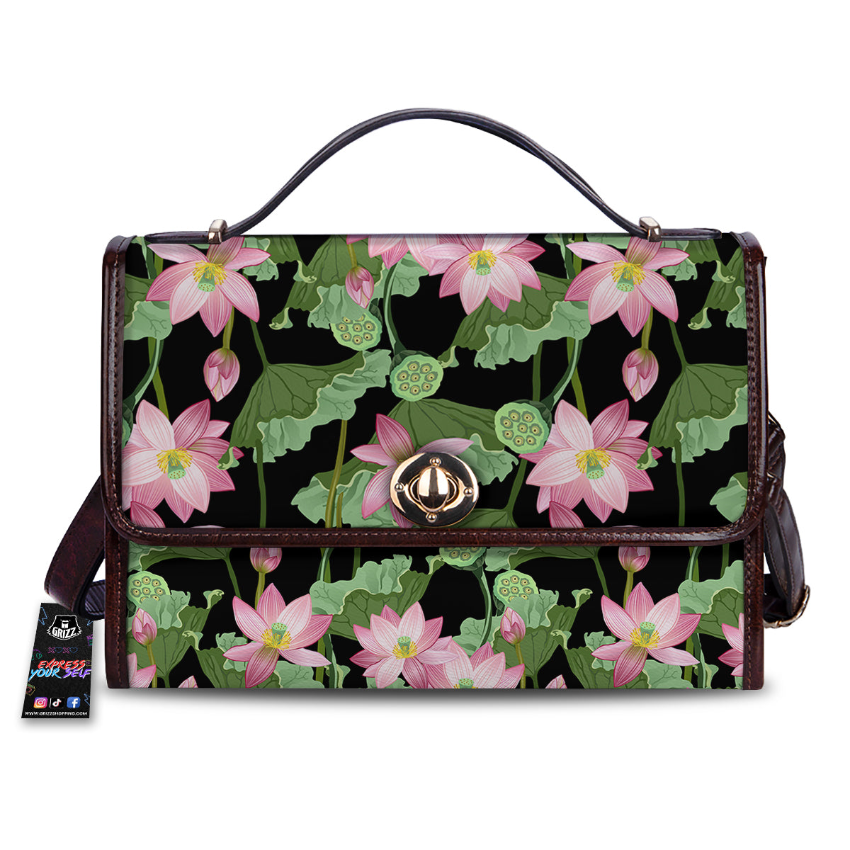 Floral Lotus Vintage Print Pattern Women's Satchel Bag
