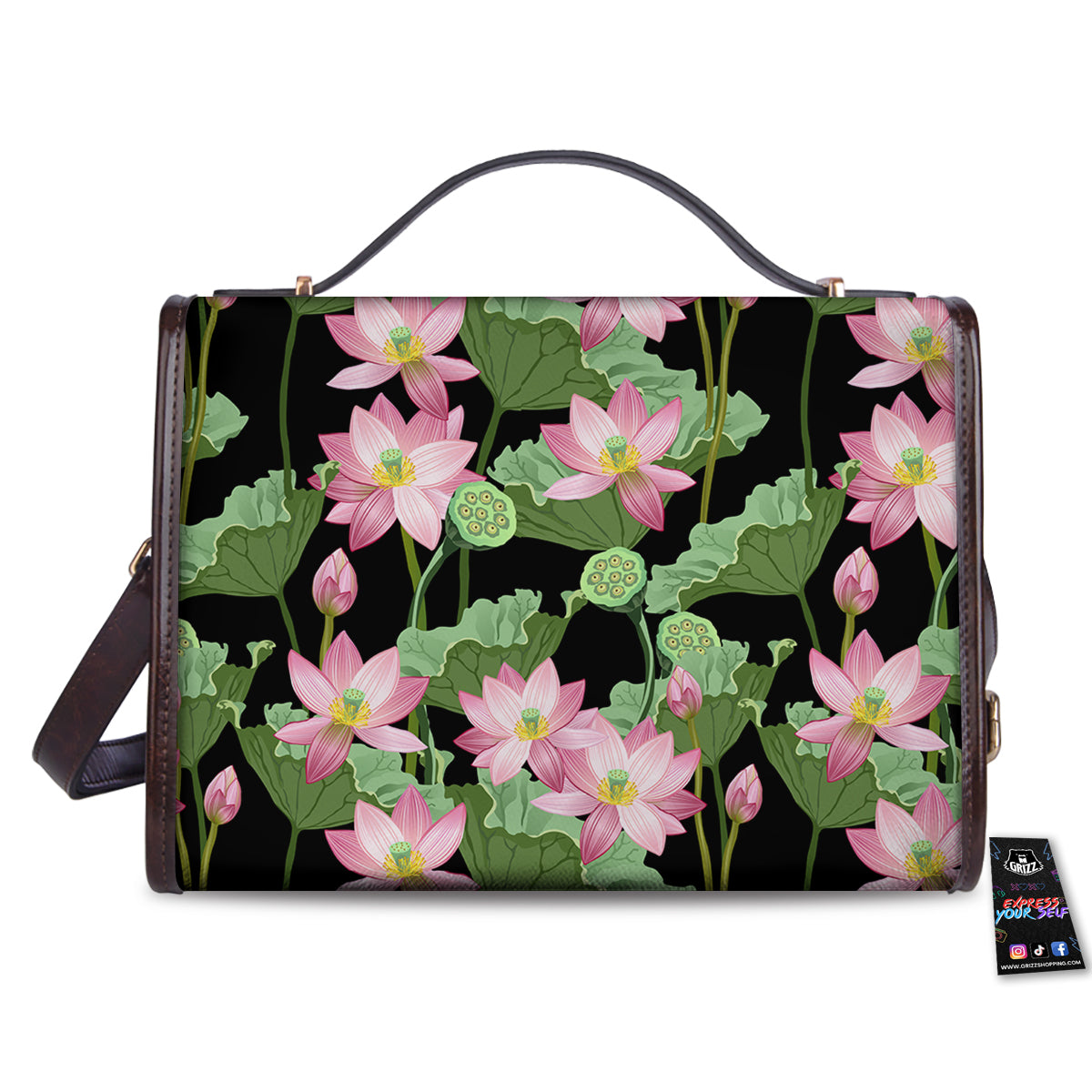 Floral Lotus Vintage Print Pattern Women's Satchel Bag