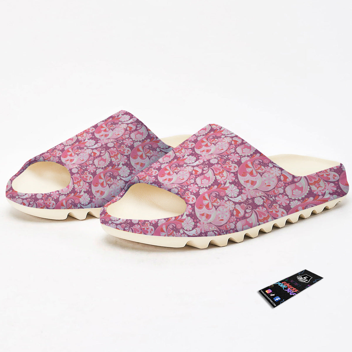 Floral Pink Paisley Print Pattern Sandals-grizzshop