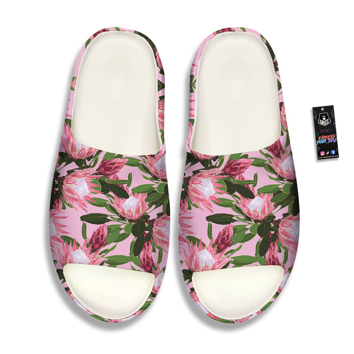 Floral Protea Print Pattern Sandals-grizzshop