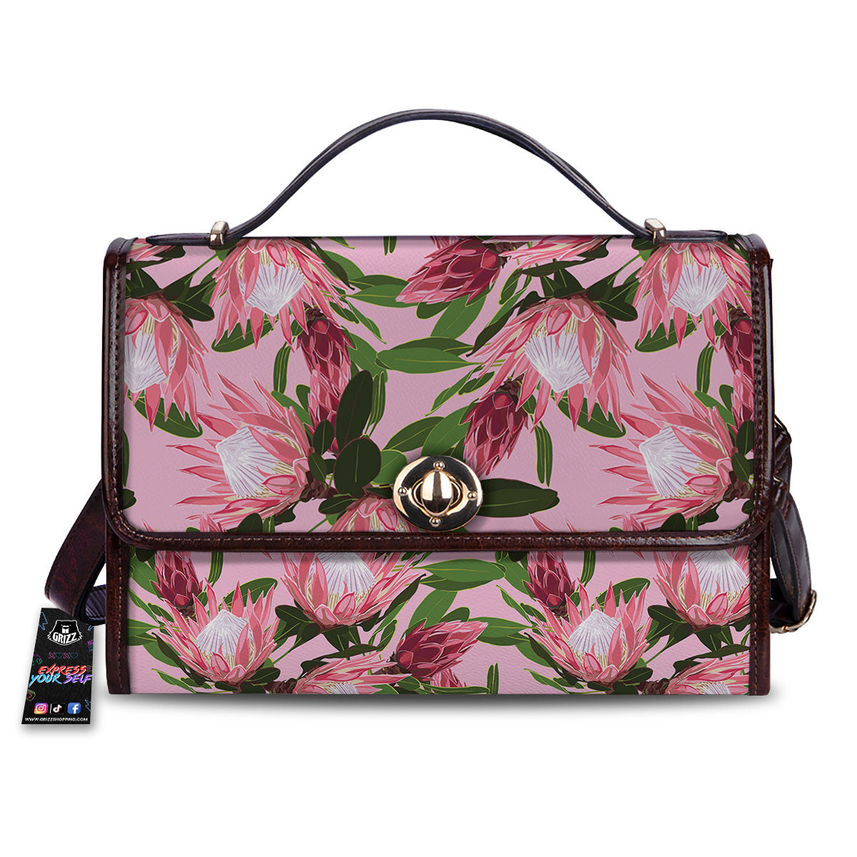 Floral Protea Print Pattern Women's Satchel Bag