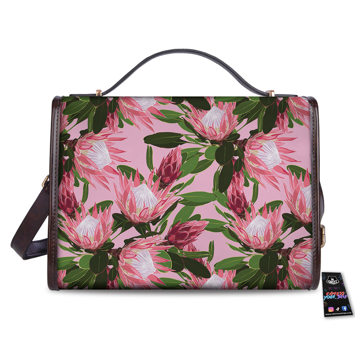 Floral Protea Print Pattern Women's Satchel Bag
