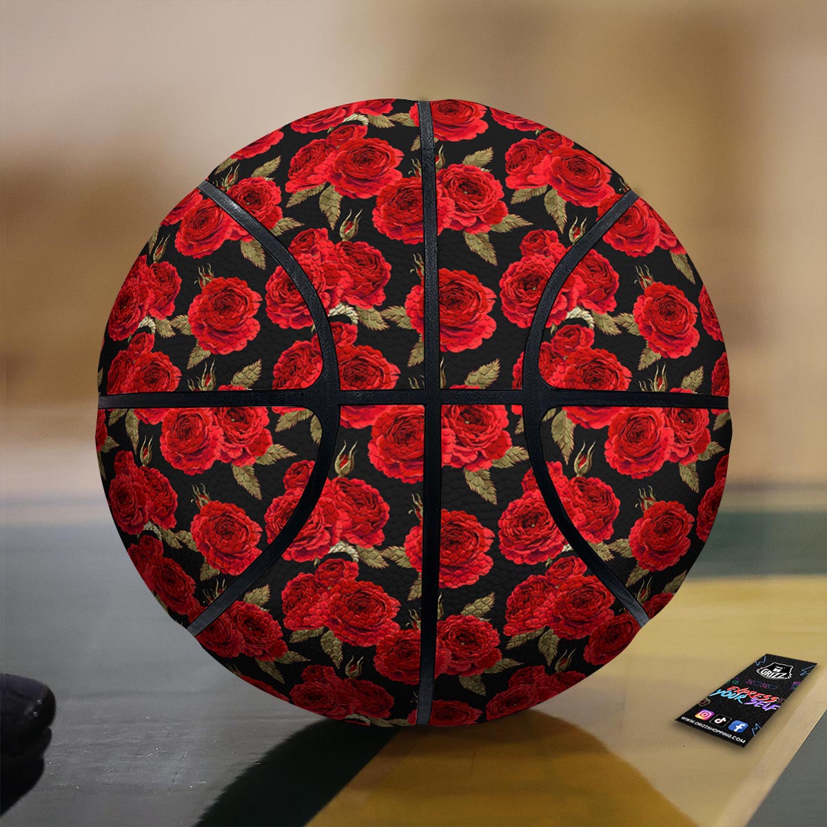 Floral Lotus Vintage Print Pattern Basketball