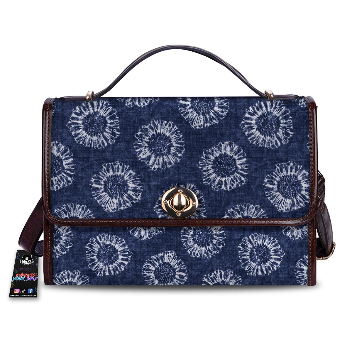 Floral Shibori Print Pattern Women's Satchel Bag