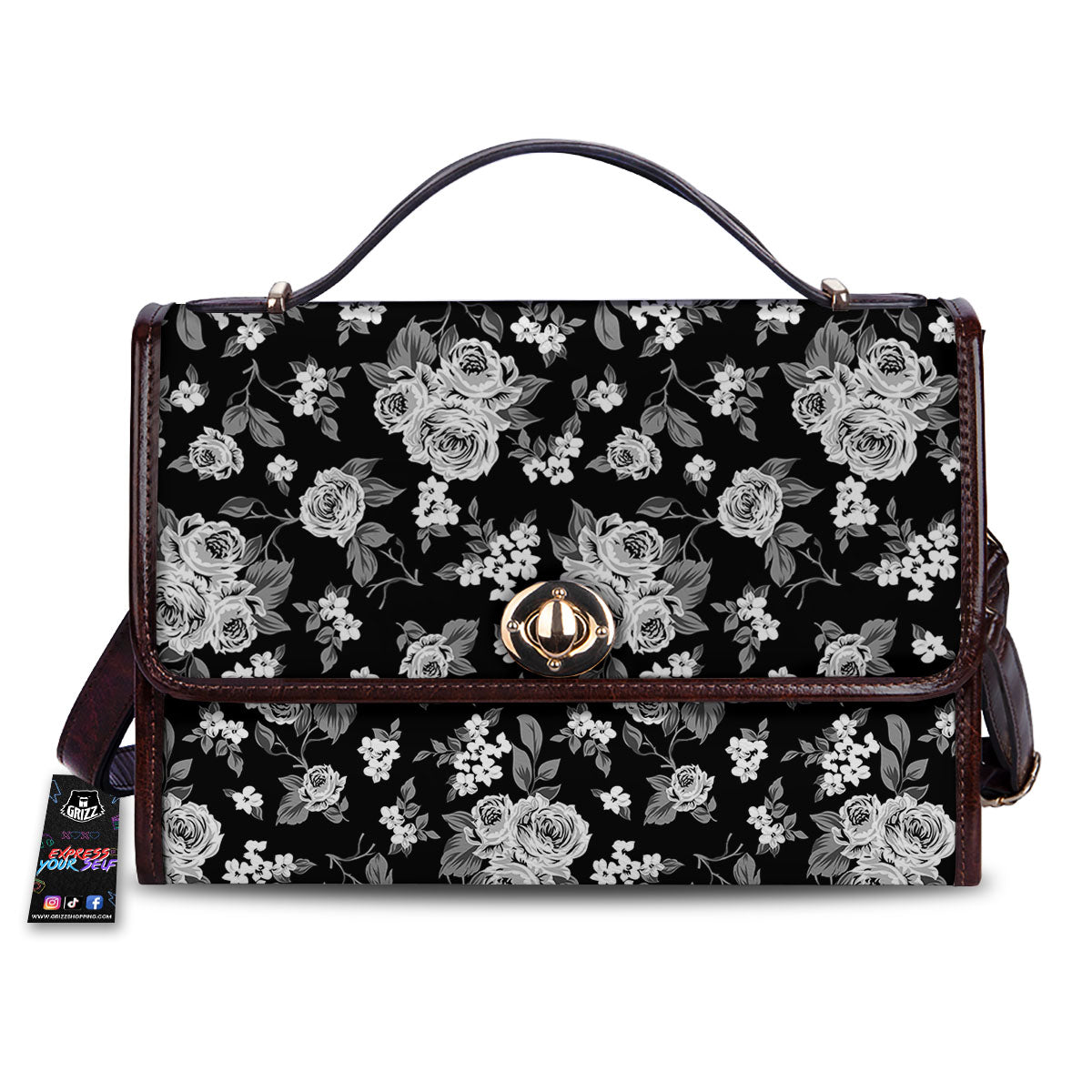 Floral Spring Monochrome Print Pattern Women's Satchel Bag