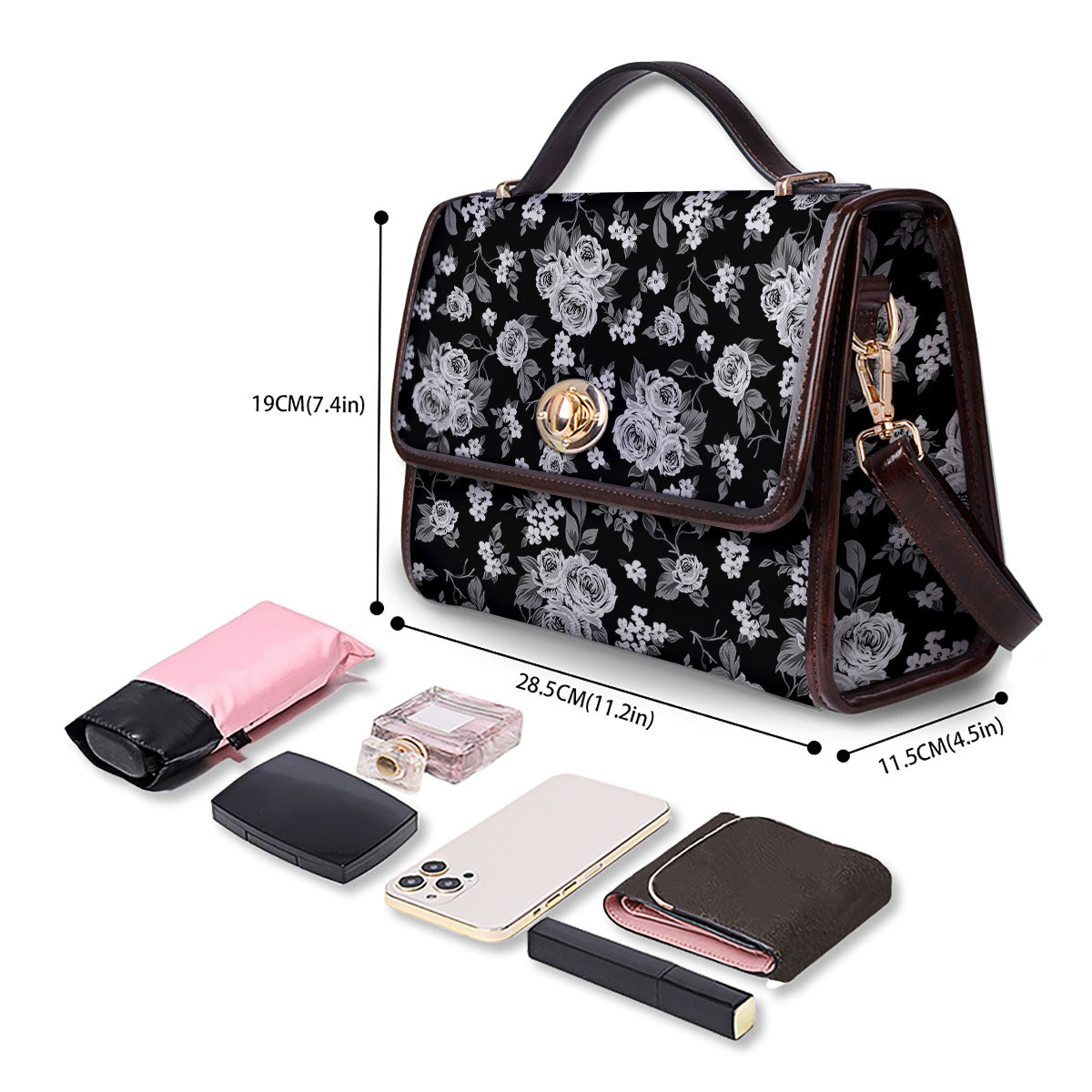 Floral Spring Monochrome Print Pattern Women's Satchel Bag