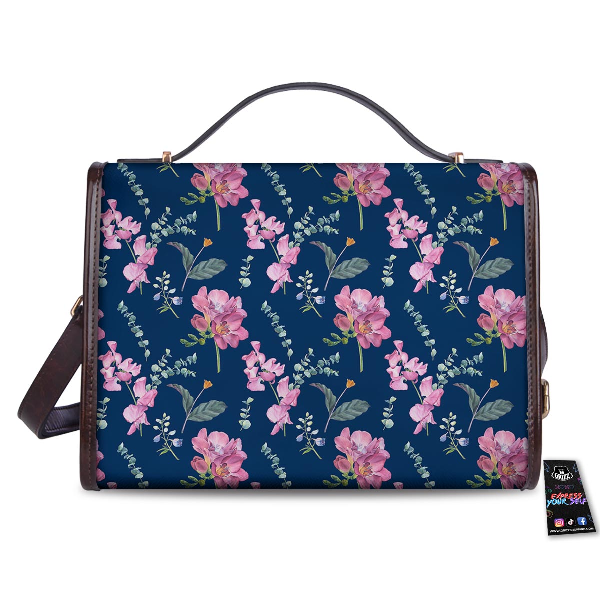 Floral Sweet Pea Print Pattern Women's Satchel Bag
