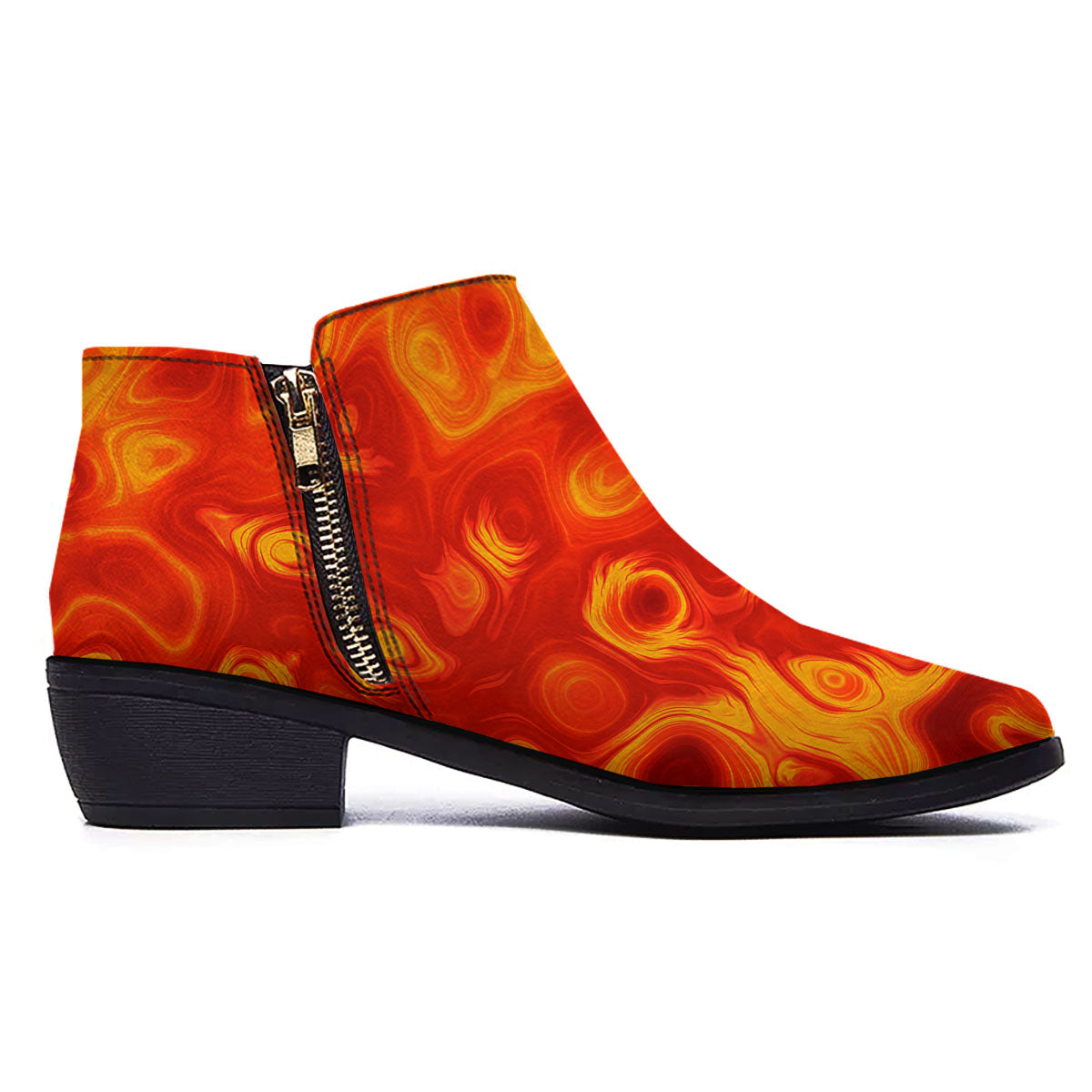 Flow Lava Print Ankle Boots-grizzshop