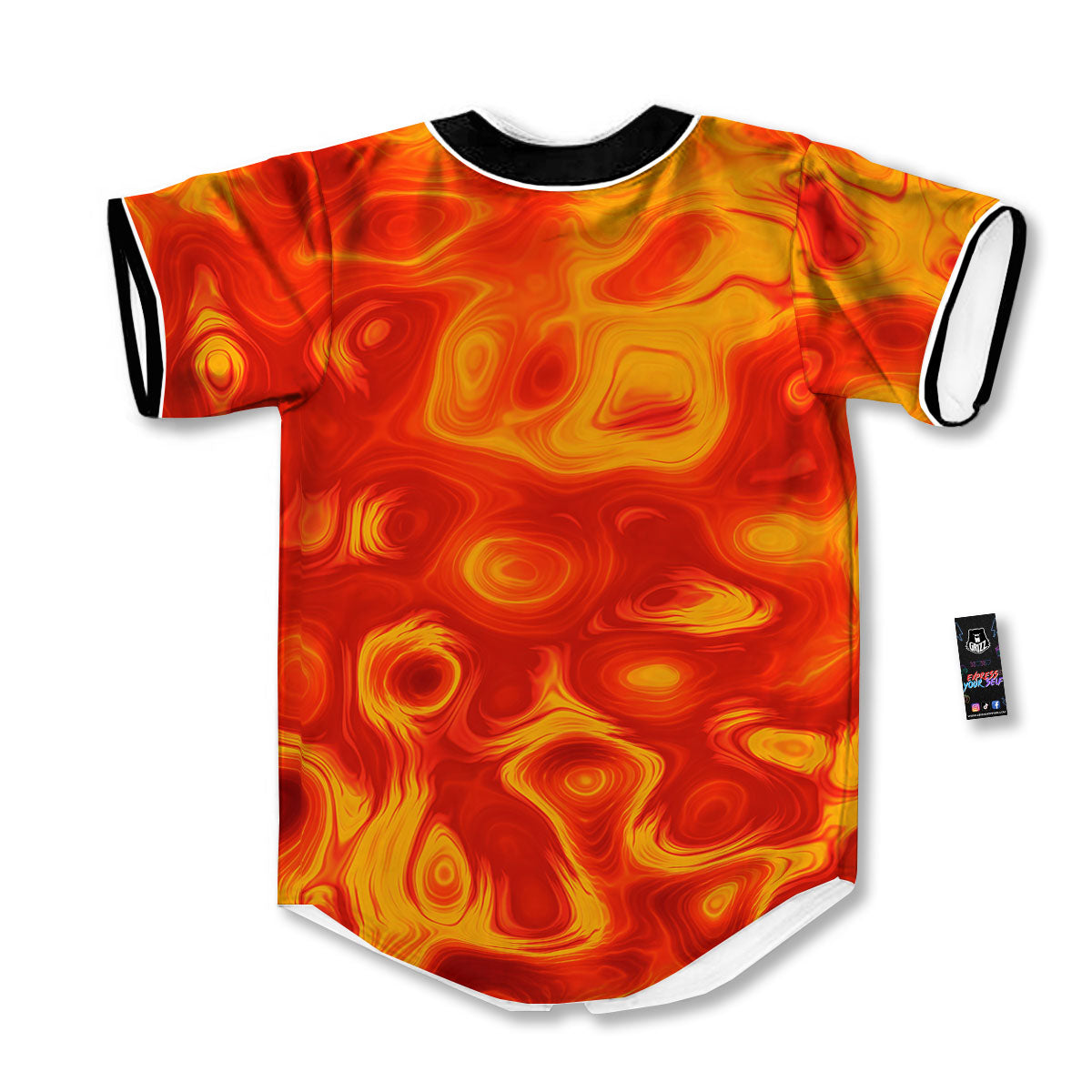 Flow Lava Print Baseball Jersey-grizzshop