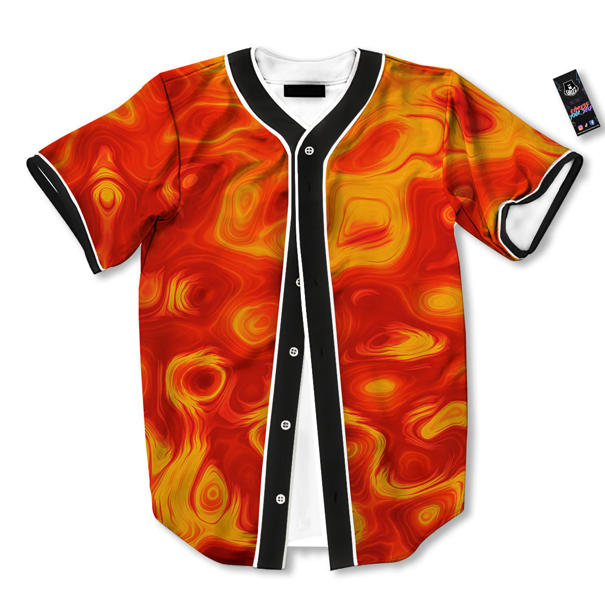 Flow Lava Print Baseball Jersey-grizzshop