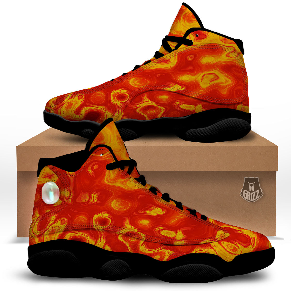 Flow Lava Print Black Basketball Shoes-grizzshop