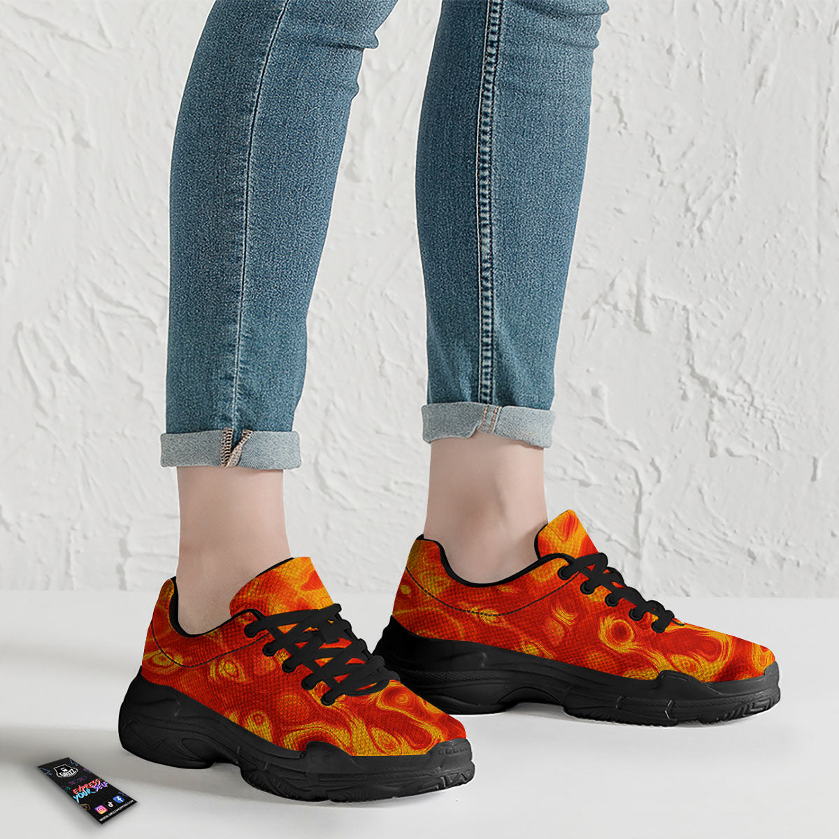 Flow Lava Print Black Chunky Shoes-grizzshop