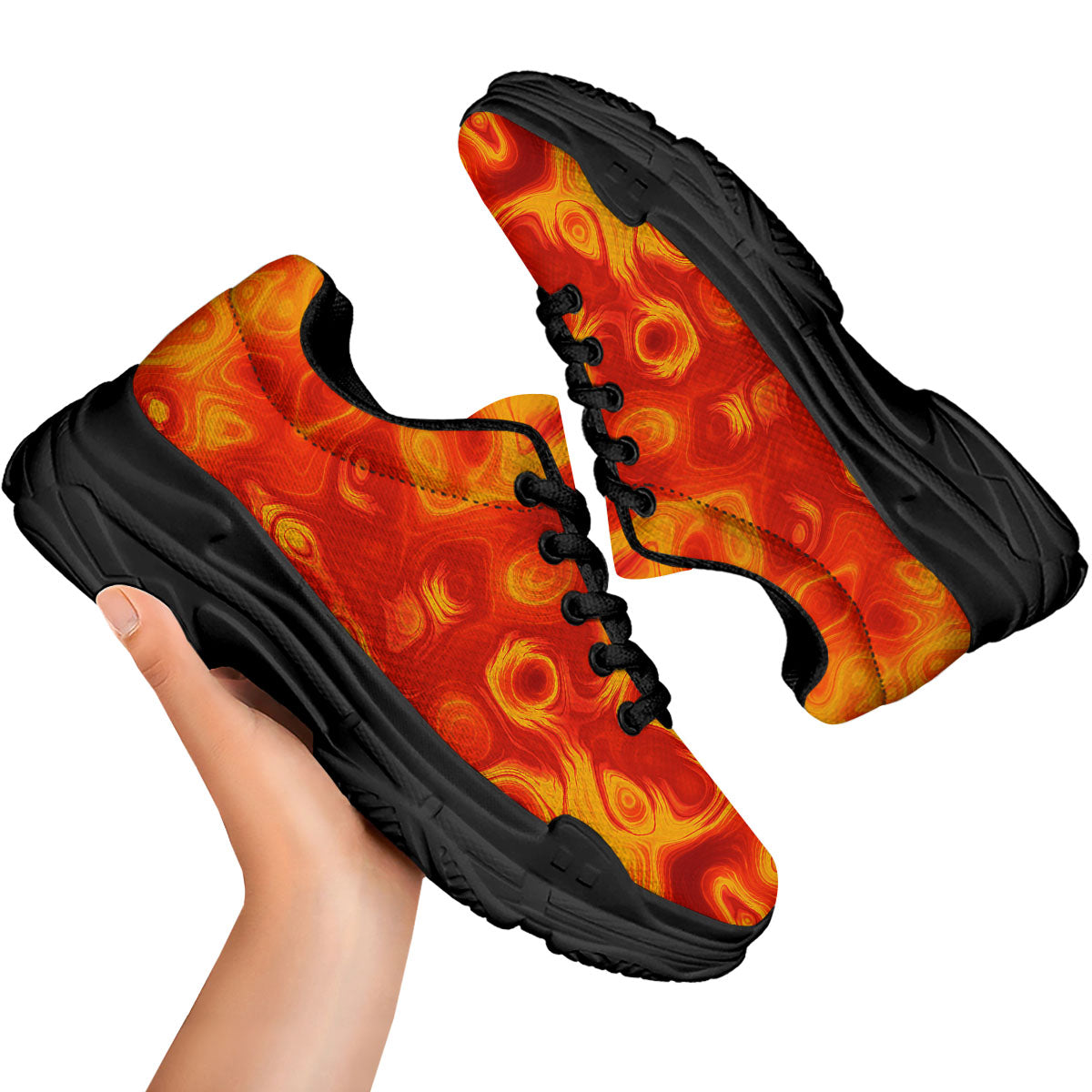 Flow Lava Print Black Chunky Shoes-grizzshop