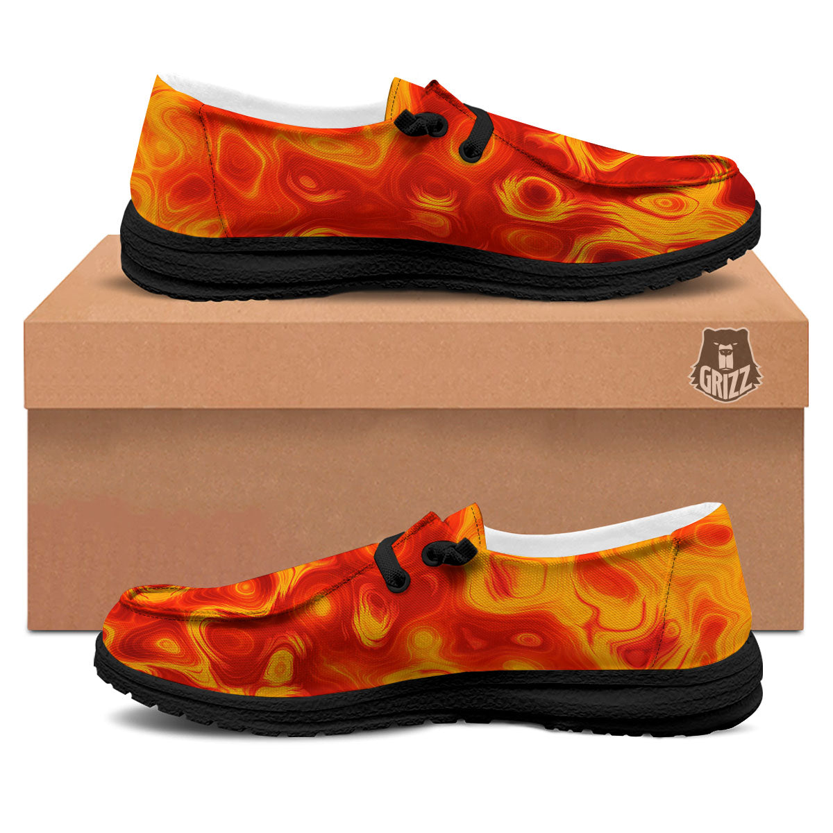 Flow Lava Print Black Loafers-grizzshop