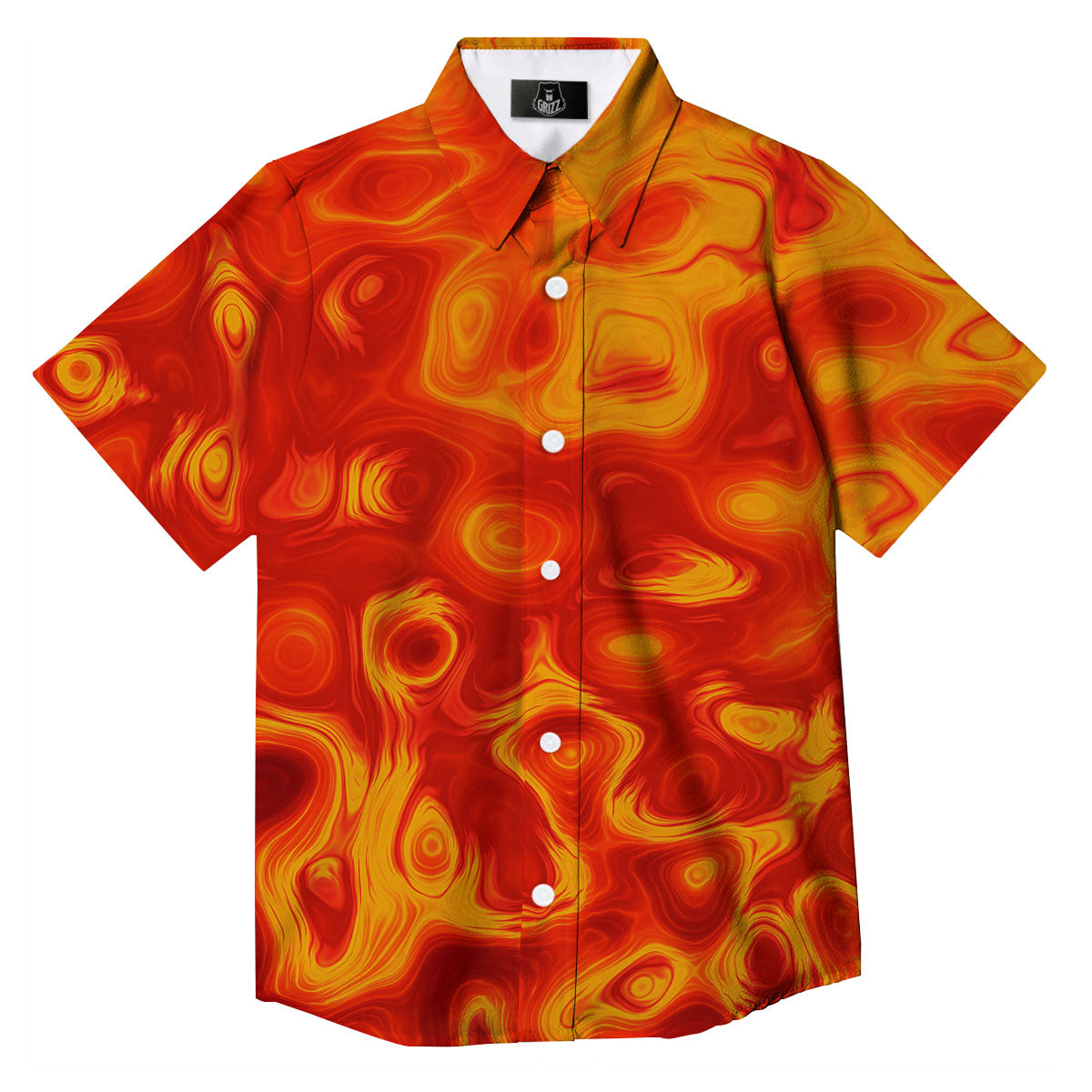Flow Lava Print Button Up Shirt-grizzshop