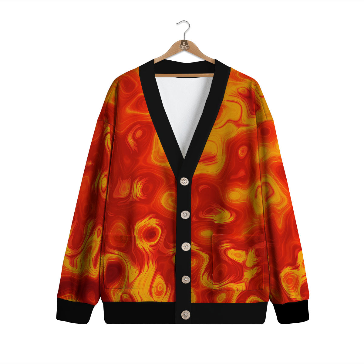 Flow Lava Print Cardigan-grizzshop