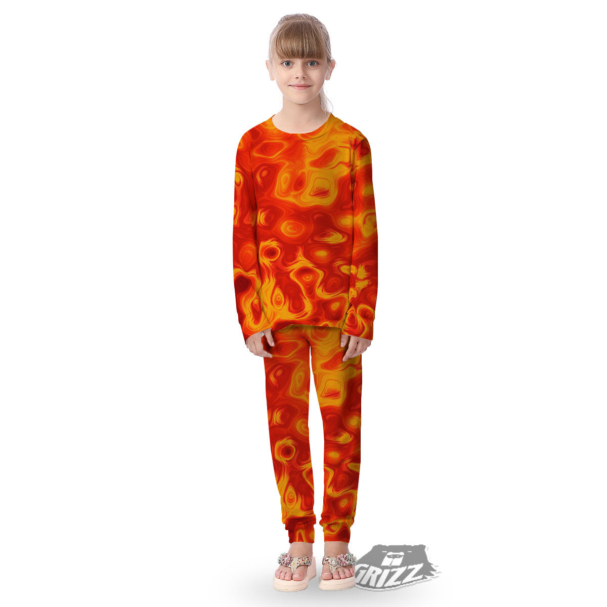 Flow Lava Print Kid's Pajamas-grizzshop