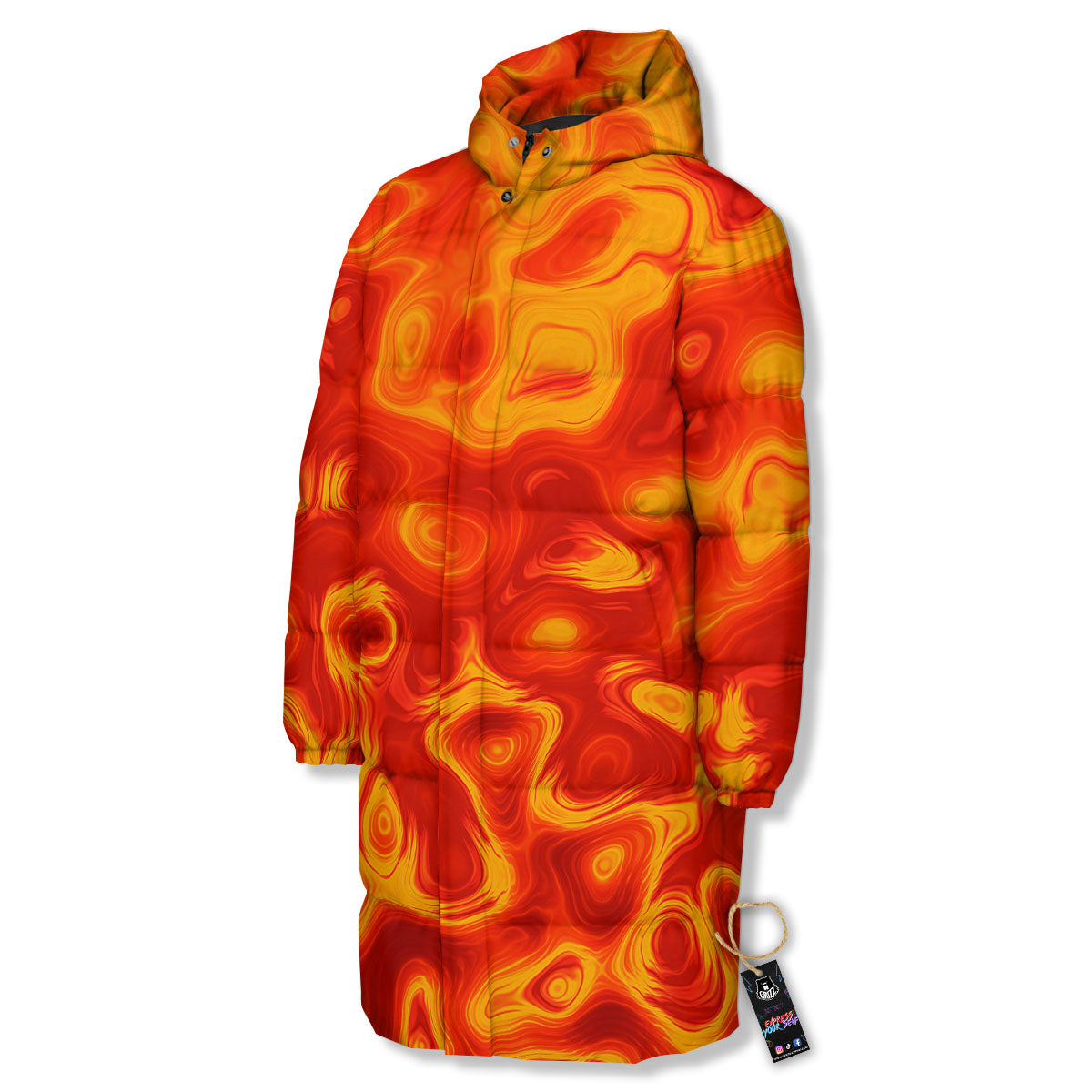 Flow Lava Print Long Down Jacket-grizzshop
