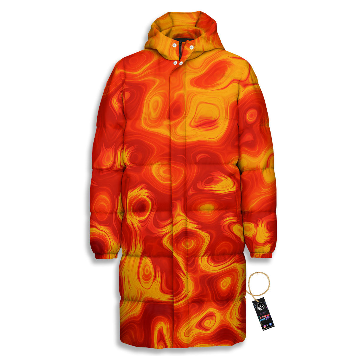 Flow Lava Print Long Down Jacket-grizzshop