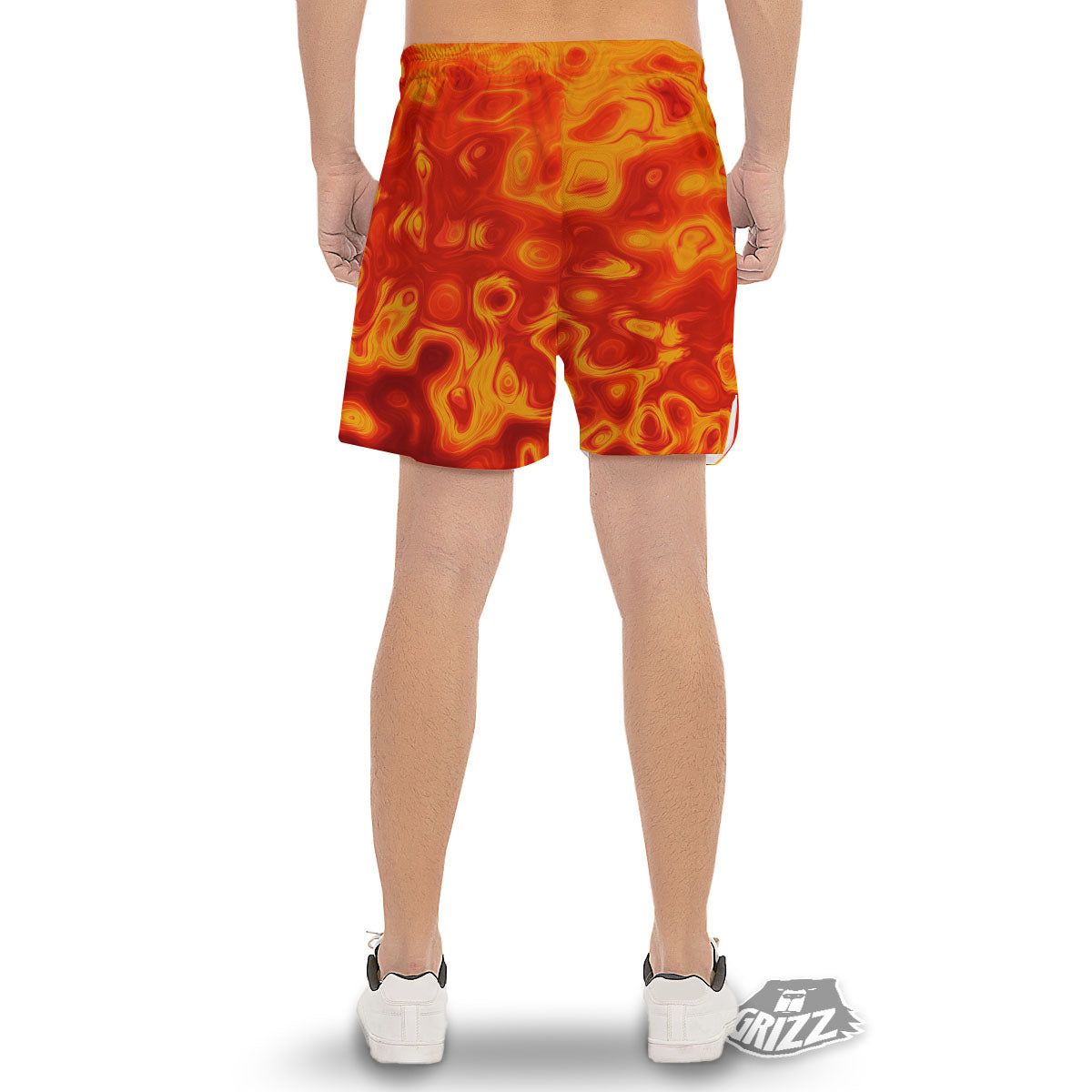 Flow Lava Print Men's Gym Shorts-grizzshop