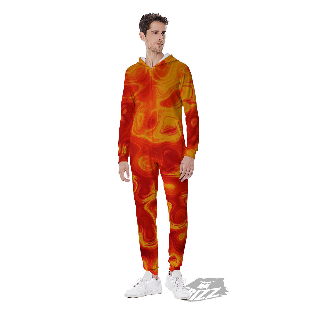 Flow Lava Print Men's Jumpsuit-grizzshop