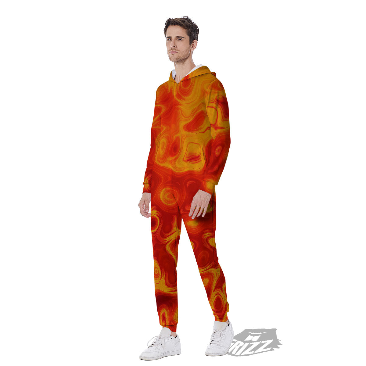 Flow Lava Print Men's Jumpsuit-grizzshop