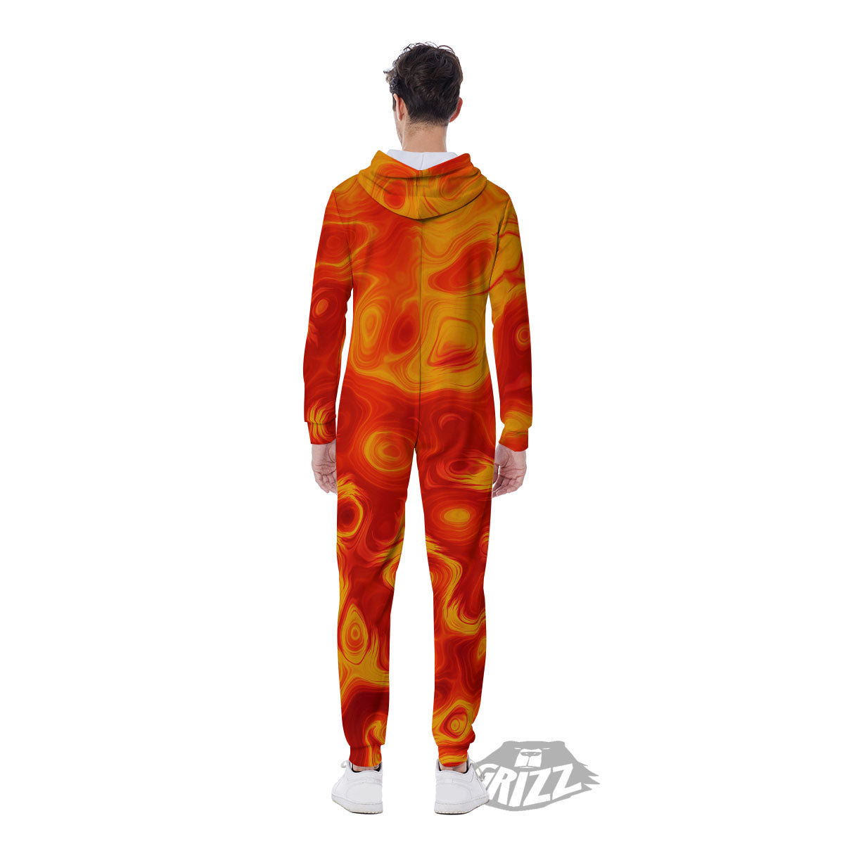 Flow Lava Print Men's Jumpsuit-grizzshop