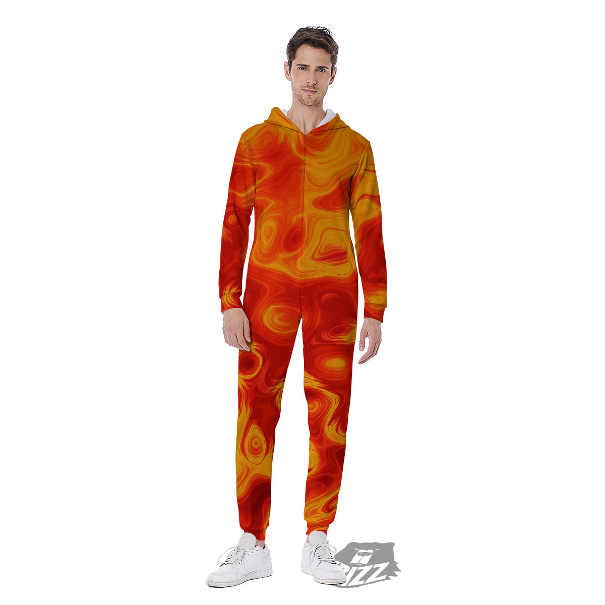 Flow Lava Print Men's Jumpsuit-grizzshop