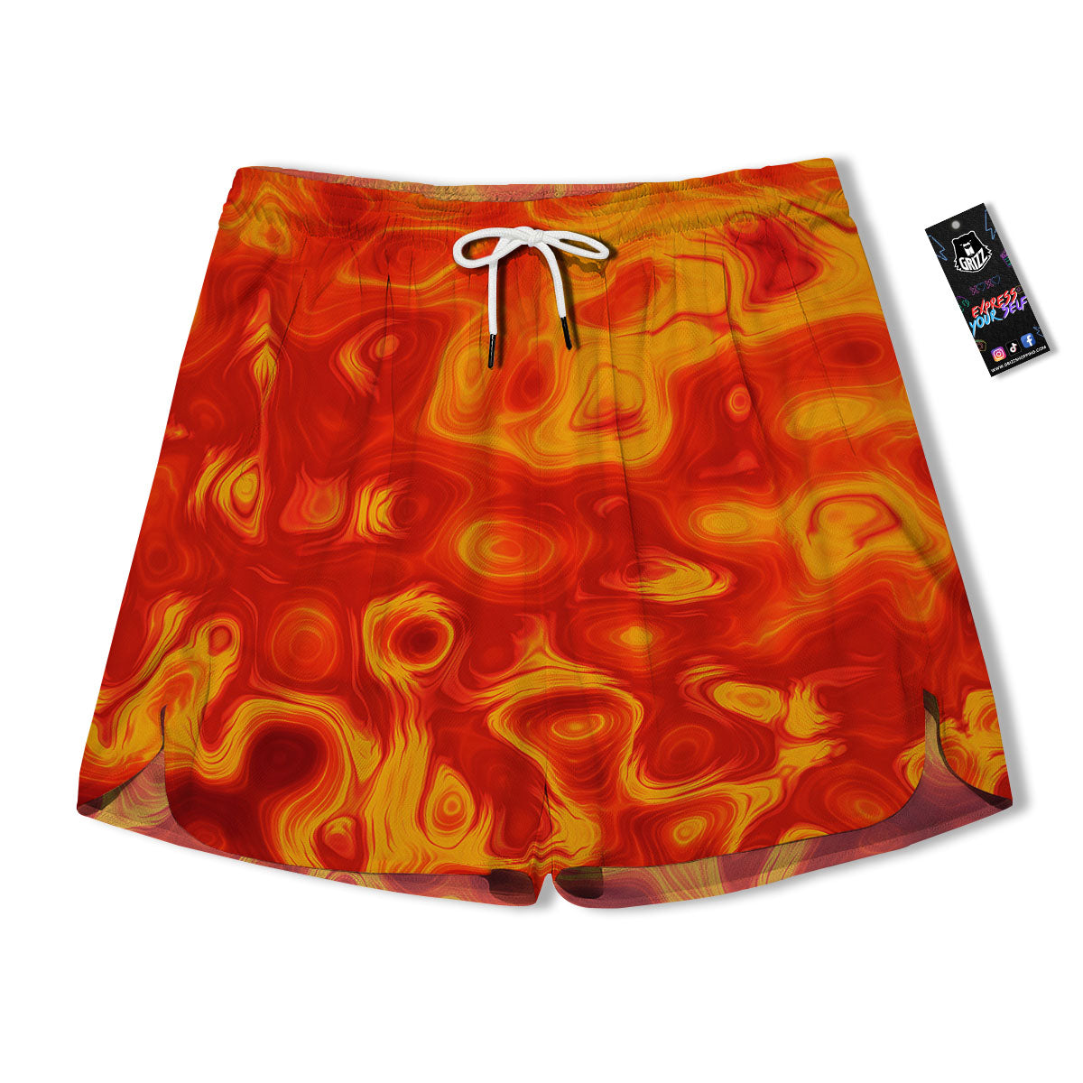 Flow Lava Print Men's Running Shorts-grizzshop