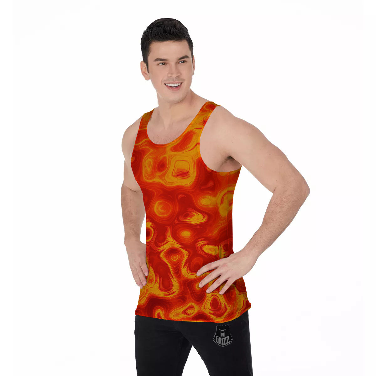 Flow Lava Print Men's Tank Top-grizzshop